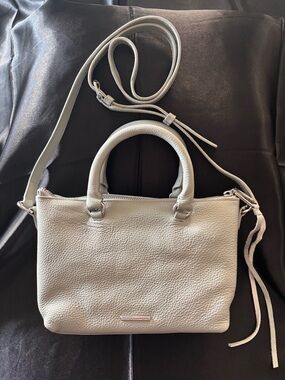NWT Rebecca Minkoff Moto Mini Satchel Crossbody Dove Gray Leather